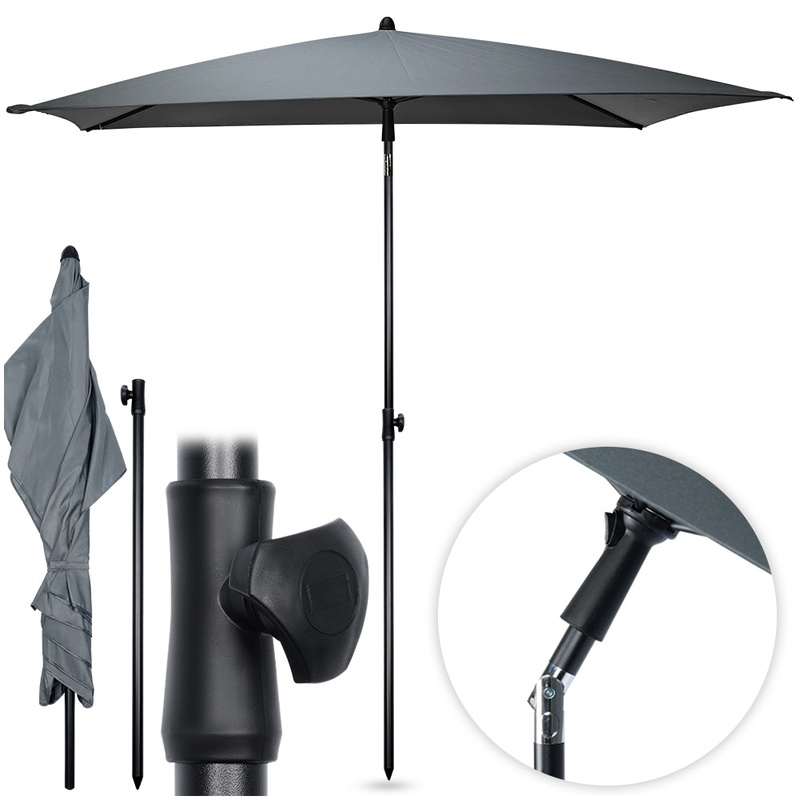 Parasol ogrodowy szary regulowany 125x200 cm